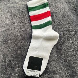Gucci White Sock with Green and Red Stripes